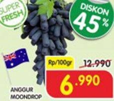 Promo Harga Anggur Moondrop per 100 gr - Superindo