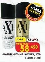 Promo Harga ALEXANDER Deodoran Spray Putih, Atomiseur Black, Gold 150 ml - Superindo