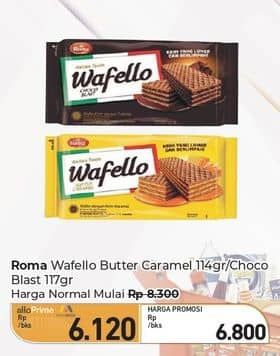 Promo Harga Roma Wafello Butter Caramel, Choco Blast 114 gr - Carrefour