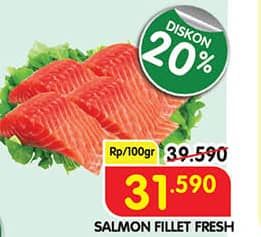 Promo Harga Salmon Fillet per 100 gr - Superindo