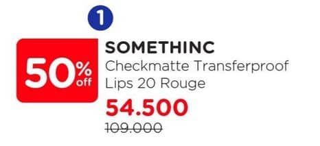 Promo Harga Somethinc Checkmatte Transferproof Lipstick 20 Rouge  - Watsons