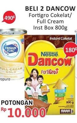 Promo Harga Dancow FortiGro Susu Bubuk Instant Cokelat, Instant, Full Cream 800 gr - Alfamidi