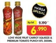 Promo Harga LOVE Vegie Fruit Special Pack Carrot Squeeze, Premium Tomato Punch 300 ml - Superindo