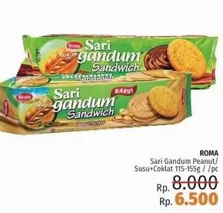 Promo Harga ROMA Sari Gandum Peanut Butter, Susu Cokelat 115 gr - LotteMart