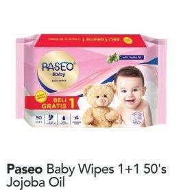 Promo Harga PASEO Baby Wipes With Jojoba Oil per 2 pcs 50 sheet - Carrefour