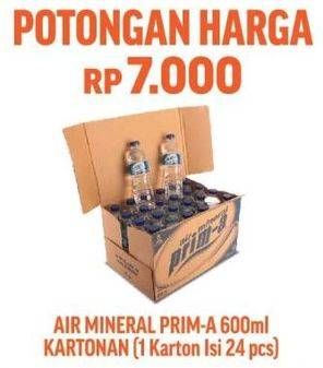 Promo Harga Prima Air Mineral per 24 botol 600 ml - Hypermart