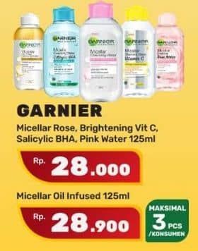 Promo Harga Garnier Micellar Water Rose, Vitamin C, Salicylic BHA, Pink 125 ml - Yogya