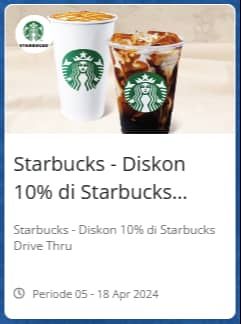 Promo Harga Diskon 10% di Starbucks Drive Thru  - Starbucks