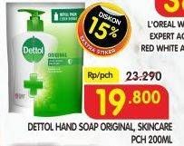 Promo Harga DETTOL Hand Wash Anti Bakteri Original, Anti Bakteri Skincare 200 ml - Superindo