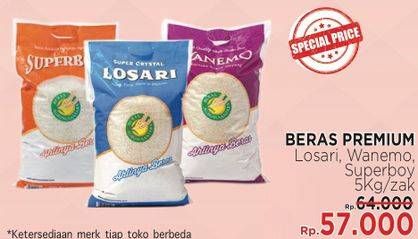 Promo Harga Beras Premium Losari, Wanemo, Superboy 5 kg - LotteMart