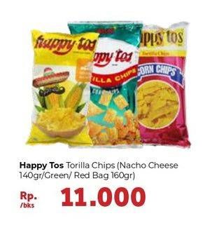 Promo Harga HAPPY TOS Tortilla Chips Nacho Cheese, Merah, Hijau 140 gr - Carrefour