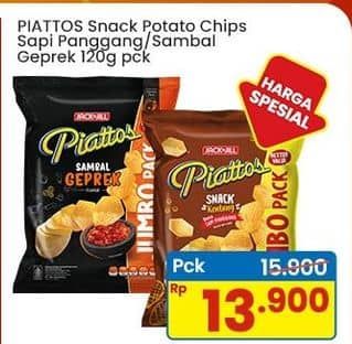 Promo Harga Piattos Snack Kentang Sapi Panggang, Sambal Geprek 120 gr - Indomaret