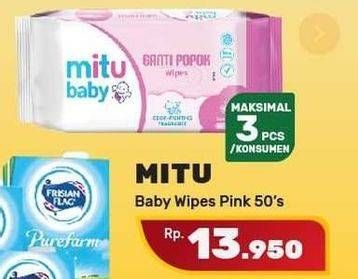 Promo Harga MITU Baby Wipes Ganti Popok Pink Sweet Rose 50 pcs - Yogya