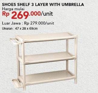 Promo Harga Shoe Rack 3 Layer With Umbrella  - Carrefour