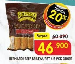 Promo Harga Bernardi Delicatessen Sausage Beef Bratwurst With Blackpaper 310 gr - Superindo