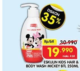 Promo Harga Eskulin Kids Hair & Body Wash Clean Smooth, Soft Protect, Natural Smooth 280 ml - Superindo