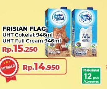 Promo Harga Frisian Flag Susu UHT Purefarm Full Cream, Swiss Chocolate 946 ml - Yogya