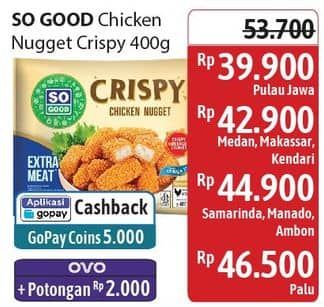 Promo Harga So Good Crispy Chicken Nugget 400 gr - Alfamidi