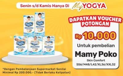 Promo Harga Mamy Poko Pants Skin Comfort S56, M48+2, L42, XL36, XXL32 32 pcs - Yogya