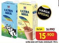 Promo Harga ULTRA MILK Susu UHT Full Cream, Coklat 1000 ml - Superindo