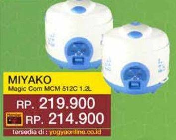 Promo Harga Miyako Magic Com MCM 512C 1200 ml - Yogya