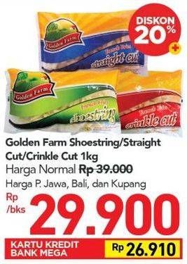 Promo Harga GOLDEN FARM French Fries Straight, Shoestring, Crinkle 1000 gr - Carrefour