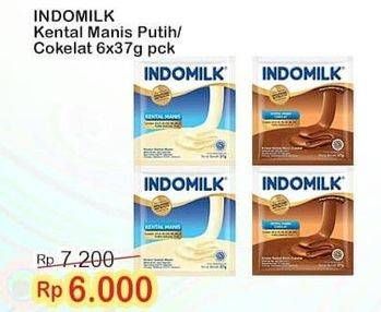 Promo Harga INDOMILK Susu Kental Manis Putih, Cokelat per 6 sachet 37 gr - Indomaret