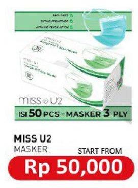 Promo Harga MISS U2 Masker 50 pcs - Carrefour