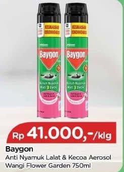 Promo Harga Baygon Insektisida Spray Flower Garden 600 ml - TIP TOP