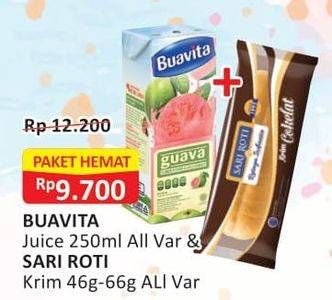 Promo Harga Buavita Fresh Juice + Sari Roti Krim  - Alfamart