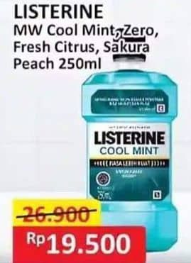 Promo Harga Listerine Mouthwash Antiseptic Cool Mint, Zero, Fresh Citrus, Sakura Peach 250 ml - Alfamart