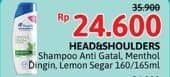 Promo Harga Head & Shoulders Shampoo Cool Menthol, Lemon Fresh, Eucalyptus Anti Gatal 160 ml - Alfamidi