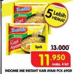 Promo Harga INDOMIE Mi Kuah Kari Ayam per 5 pcs 69 gr - Superindo