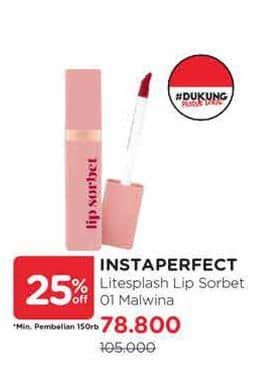 Promo Harga Wardah Instaperfect Litesplash Lip Sorbet 01 Malwina 4 gr - Watsons