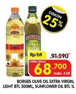 BORGES Olive Oil Extra Virgin, Light 500 mL/ Sunflower Oil 1000 mL