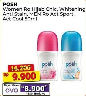 Promo Harga Posh Deo Roll On Hijab Refreshing Green, Whitening, Men Active Sport, Men Active Cool 50 ml - Alfamart