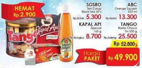 Promo Harga Sosro Teh Celup / Kapal Api / ABC Syrup Squash / Tango Wafer  - LotteMart