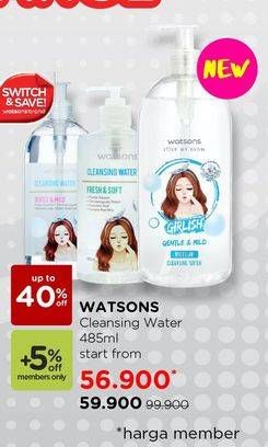 Promo Harga WATSONS Cleansing Water All Variants 485 ml - Watsons