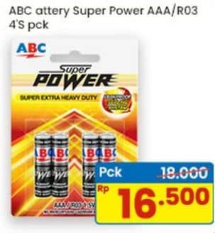 Promo Harga ABC Battery Super Power R03/AAA 4 pcs - Indomaret