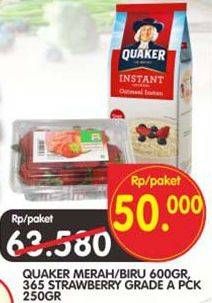Promo Harga QUAKER Oatmeal 600g + 365 Strawberry 250g  - Superindo