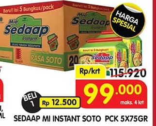 Promo Harga Sedaap Mie Kuah Soto per 40 pcs 75 gr - Superindo