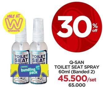 Promo Harga Q-SAN Toilet Seat Sanitizer per 2 botol 60 ml - Watsons