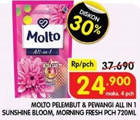 Promo Harga Molto All in 1 Pink Sunshine Bloom, Blue Morning Fresh 720 ml - Superindo