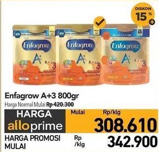 Promo Harga Enfagrow A+3 Susu Bubuk 800 gr - Carrefour