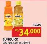 Promo Harga Sunquick Minuman Sari Buah Orange, Lemon 330 ml - Alfamidi