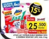 Promo Harga Attack Jaz1 Detergent Powder Semerbak Cinta, Pesona Segar 1700 gr - Superindo