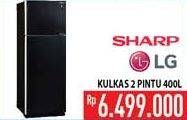 Promo Harga SHARP/LG Kulkas 2 Pintu  400L  - Hypermart