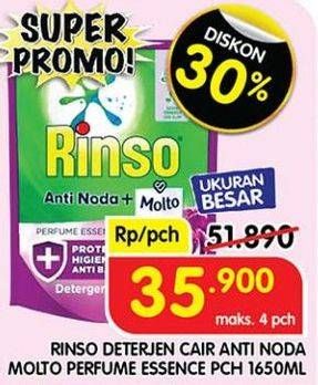 Promo Harga Rinso Liquid Detergent + Molto Purple Perfume Essence 1650 ml - Superindo