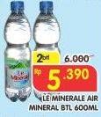 Promo Harga LE MINERALE Air Mineral per 2 botol 600 ml - Superindo