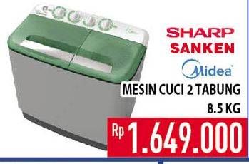 Promo Harga SHARP/SANKEN/MIDEA Mesin Cuci 2 Tabung 8.5kg  - Hypermart
